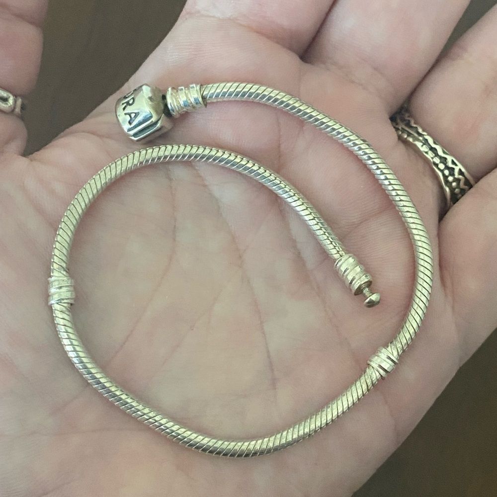 Authentic Pandora Moments Snake Chain Bracelet With Barrel Clasp 8”